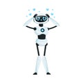 Modern Humanoid or Robotic Device with Iron Limbs Feeling Love Emotion Vector Illustration