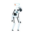 Modern Humanoid or Robotic Device with Iron Limbs Run Out of Charge Vector Illustration