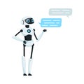 Modern Humanoid or Robotic Device with Iron Limbs Sending Message and Communicating Vector Illustration