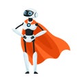 Modern Humanoid or Robotic Device Wearing Red Cloak Vector Illustration