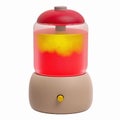 Modern Red and Yellow Humidifier with Circular Design and Beige Base for Home or Office Use
