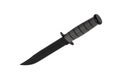 Modern hunting knife with black blade and rubber handle. Steel arms. Isolate on a white back Royalty Free Stock Photo