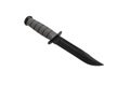 Modern hunting knife with black blade and rubber handle. Steel arms. Isolate on a white back Royalty Free Stock Photo