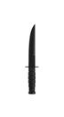 Modern hunting knife with black blade and rubber handle. Steel arms. Isolate on a white back Royalty Free Stock Photo