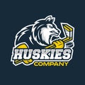 Modern Husky mascot logo hockey team. Vector illustration