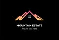 Modern Ice Mountain Hill with House for Real Estate Cabin Villa Inn Hotel Chalet Cottage Logo Design