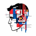 Geometric Digital Constructivism: Engineer Face In Parallel Vector De Stijl