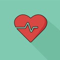 Modern icon health cardio, background green and flat style