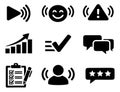 Modern icon set featuring communication, feedback, and progress symbols for web and app design Royalty Free Stock Photo