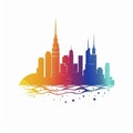 Modern iconic city logo on white background, created with generative AI