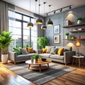 Modern Ideas in the Design of Any Interior, 3D Illustration Royalty Free Stock Photo