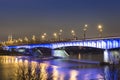 Modern illuminated bridge in Warsaw - capital of Poland.