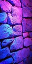 Modern Illuminated Stone Wall Background In Shades Of Blue And Purple, Creating A Nighttime Texture Royalty Free Stock Photo