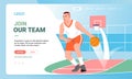 Modern Illustration Basket player character sport Landing Page Design for web page and app concept