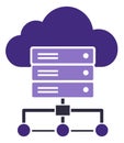 Modern illustration of a cloud server network depicting data storage and distribution for digital technology Royalty Free Stock Photo