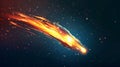 Modern illustration of a comet tail with a meteor star light. 3D illustration of asteroid speed fall flame and a galaxy Royalty Free Stock Photo