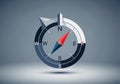 Modern illustration of a compass designed with a 3D effect. The Royalty Free Stock Photo