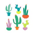 Cute cactus set on white Royalty Free Stock Photo