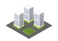 Isometric module city from urban building architecture.