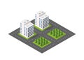 Isometric module city from urban building architecture.