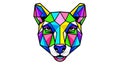 Vibrant Geometric Wolf Illustration on a Clean White Background Design. Royalty Free Stock Photo