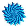 modern illustration in the form of a beautiful flower with blue, dark blue, cyan, azure balled petals on a white