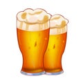 illustration of a glass of foamy beer, hand-drawn on a white background