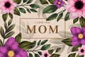 A modern illustration of a happy mother`s day, with flowers and letter. The illustration can be used in the newsletter, brochures