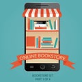 Modern illustration of online bookstore. E-books. Picture