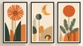 Abstract Brand Design: Mid-century Style Natural Shapes Poster Set Royalty Free Stock Photo