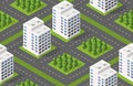 Isometric module city from urban building architecture.