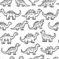 Modern illustration of a set of dinosaurs on a white background. Vintage style. Royalty Free Stock Photo