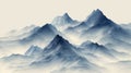 Modern illustration of a white and grey line pattern in an abstract landscape background. Images of mountains with a Royalty Free Stock Photo