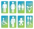 modern inclusive and all gender toilet restroom icons symbol set Royalty Free Stock Photo