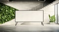 Modern indoor blank Mockup whiteboard with greenery and elegant staircase in bright office space Royalty Free Stock Photo