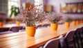 Modern indoor decoration with wooden chair, plant, and flower vase generated by AI Royalty Free Stock Photo