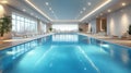 Modern indoor pool area with relaxation zone Royalty Free Stock Photo
