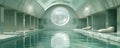 Modern Indoor Pool with Futuristic Design and Floating Sphere in Minimalist Architecture