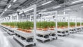 Modern indoor vertical farming facility growing fresh produce in controlled environment Royalty Free Stock Photo