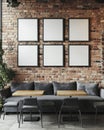 Modern Industrial Cafe Interior with Empty Picture Frames Royalty Free Stock Photo
