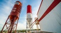 Modern Industrial Concrete Plant with Storage Silos and Building Royalty Free Stock Photo
