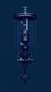 Modern Industrial Lamp Design Illustration with a Sleek Dark Aesthetic on a Blue Background Royalty Free Stock Photo