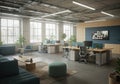 Modern Industrial Office Workspace Design Royalty Free Stock Photo