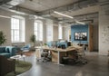 Modern Industrial Office Workspace Design Royalty Free Stock Photo
