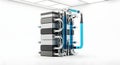 Modern industrial server rack with cooling system and liquid pip Royalty Free Stock Photo