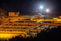 Modern industrial wastewater treatment plant at night. Aerial view of sewage purification tanks Royalty Free Stock Photo