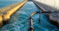 Industrial Water Intake System and Large Pipeline Royalty Free Stock Photo