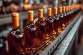 Modern industrial wine bottle production, line process