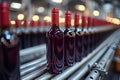 Modern industrial wine bottle production, line process Royalty Free Stock Photo