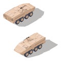 Modern infantry combat vehicle isometric icon set